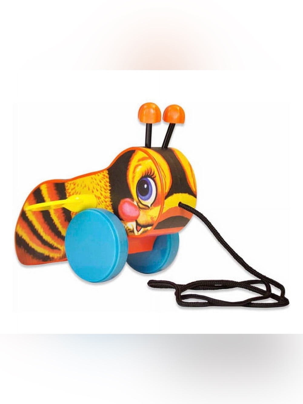 Fisher-Price Striped Bee Pull Toy - Yellow, Black, Blue, Orange